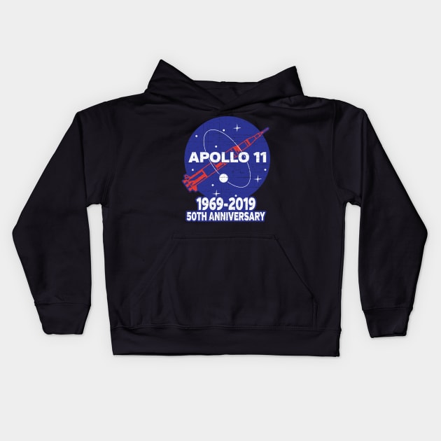 Apollo 11 50th Anniversary NASA Moon Landing Logo Kids Hoodie by RadStar